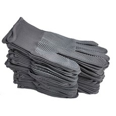 臺灣出貨 闆娘推薦 批髮防滑耐磨手套尼龍男女勞保工作薄款防護透氣幹活工廠防曬機修 7ZUJ, 【四季L】灰色6雙, 1個