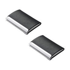 오마이남친 모던 가죽 명함 지갑 케이스, 2개 세트, 블랙