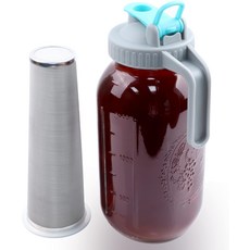 커피 아이스티 선티 레모네이드용 브루 필터가 있는 GMSweet 메이슨 병 콜드 메이커 64 OZ 2쿼터 와이드 마우스 피처, 64 OZ Cold Brew Coffee Maker, 1개