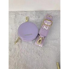 mizzue 小鳥品牌寬背帶 LOGO 印花 厚磅相機背帶HB008 圓餅錢包 (台灣現貨)韓版百搭, 1個, 紫色背帶+圓餅錢包(現貨)