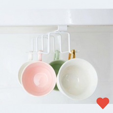 주방 수납 싱크대 선반 에 끼우는 8구 컵걸이, 화이트