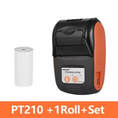 미니 휴대용 열전 사 프린터 GOOJPRT PT-210 58mm 휴대용 바코드 열전 사 프린터 203 인치 당 점 전자 라벨러 pos Android /Ios, Orange Printer Set, 플러그, [08] PT-210 Orange
