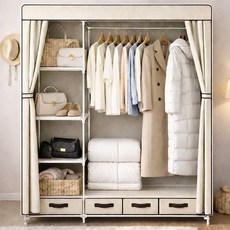 라온프리 튼튼한 가정용 조립식 비키니옷장, 베이지