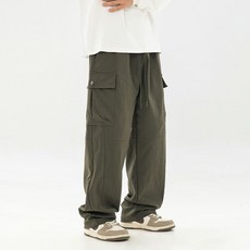 유루 남성용 카고포켓 와이드 밴딩 면 팬츠 / MK2386