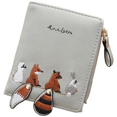 可愛森林系動物女短款學生錢包 韓版小清新折疊迷你零錢包