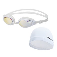 피닉스 아동 미러 수경 503JM + 스판수영모 SET, 화이트, 1개