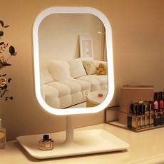 위시어스 충전식 LED 스마트 360도 조명 거울, 화이트