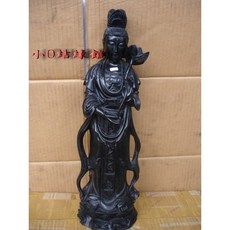 小o結緣館 黑檀木雕牛毛紋觀音像 仿古居家擺飾 快速到貨, 黑檀木