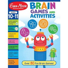 Evan-Moor Brain Games and Activities for Kids Ages 10-11 Workbook Hidden Pictures Mazes Stick, Evan-Moor Brain Games and Acti