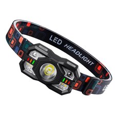 工作頭燈 輕便型 LED頭燈 廣角 聚焦 露營燈 照明燈 登山 強光頭燈USB充電 戶外防水, 1個, 感應頭燈｜羽量級, Black