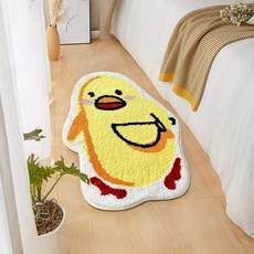 욕실용 귀여운 오리 욕실 매트 미끄럼 방지 세탁기 세탁 가능 옐로우 재미있는 동물 펑키 러그 섀기 바닥 침실 실내 미적 재미 멋진 스로우 병아리 칼 포함(48.3 x 78., Duck