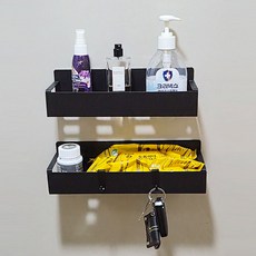 루미윤 자석 수납함 현관문 냉장고 세탁기 자석선반, 2개, 블랙