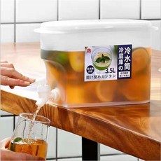 3.5L大容量冰箱冷水壺附水龍頭桌上飲水壺 - 冷飲壺/果汁壺/涼水壺, White白色, 1個, 3.5L