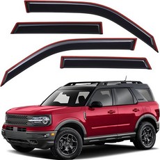 라이트로닉 초강력 클립온 인채널 자동차 환기창 윈도우 선쉘더 2021-2025 포드 브롱코 스포츠용 자외선 차단 비 보호대 원래형 윈드 디플렉터 무드릴 간편 설치 다크 스모크