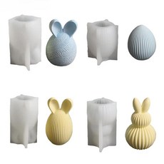 줄무늬 계란 토끼 양초 실리콘 금형 부활절 달걀 수제 테라피 석고 에폭시 수지, 02 4PCS Mold, 1개