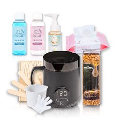 MINI YANG 低痛感星空熱蠟除毛組 清潔保養3件組 (摩卡熱蠟機 琉沙金蠟豆 木棒), 400g, 1個