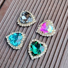 24-25mm하트 비딩용 캡보석, 금도금, 블랙다이어, 1개