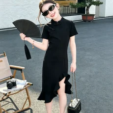 女童漢服連衣裙 旗袍裙 國風 新中式裙子