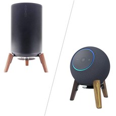 Alloery Sonos Era 100용 목재 스피커 스탠드 Echo Dot Max (최신 세대) HomePod 2 4세대 월넛 우드 (블랙 나무 다리)