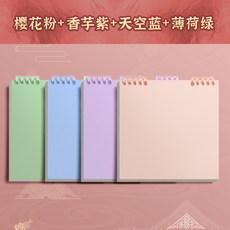 復古色系螺旋筆記本，多色可選，學生辦公記事本，簡約文藝風, 空白款 莫蘭迪色【粉+紫+藍+綠】*4本, 1套