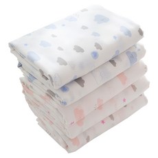 BABY&I 印花布尿布, 雲朵款, 5入