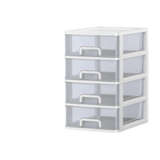 大4白架 白透明多功能儲物整理櫃，多層收納，簡約設計，居家整理好幫手, 大4白架+白透明, 1個