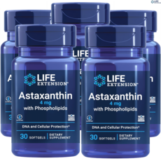 라이프익스텐션 인지질이 함유된 아스타잔틴 4mg 소프트젤, 5개, 30정