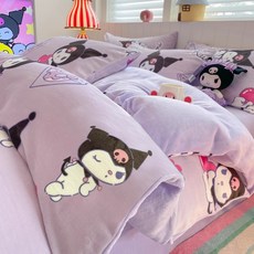 다나에 산리오 겨울 부드러운 극세사 털 이불커버 베개커버 세트+Integrated International Trade Co. Ltd 머리핀