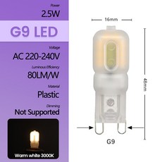 20PCS 미니 LED 빛은 스트로브 3W 슈퍼 램프를 G9 E14 전구 흰색 220V 50W 2W 따뜻한 20W AC 옥수수 할로겐 밝은 대체, G9 2.5W 3000K, 10pcs