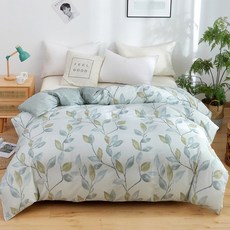 COZYKISS 워싱 순면 이불커버 단품 양면 프린트 침구 S/SS/D/Q/K, 나뭇잎