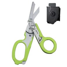 랩터 가위 다기능 응급 처치 전문가 전술 접이식 야외 생존 도구 Lezerman, 1개, E. 형광 녹색 가위 + 퀵 풀 슬리브