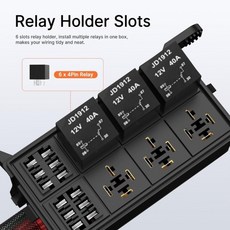 40A 6방향 방수 릴레이 박스 12V (6개 4P 포함) 사전 배선 자동차 선박용 키트, 02 12V5PIN