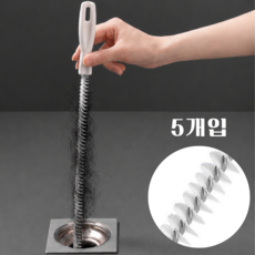 우리플랜 세면대 배수구 머리카락 이물질 청소솔, 5개, 화이트
