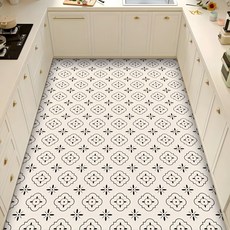 트렌디고 특대형 잘라쓰는 pvc 주방매트 3미터 주방 바닥 현관 발매트 방수 미끄럼방지 가능, 1개, 블랙플라워