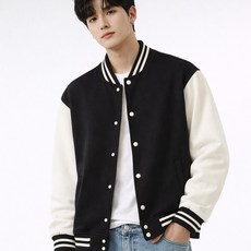 후쿠호 남자 봄가을용 배색 야구점퍼 캐주얼 데일리룩