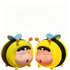 FATTYS 벌 짱구 미니 무드등 피규어인테리어 소품 차량용 소품 선물추천 8*8*8CM, 옐로우