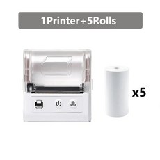 미니 프린터 포켓 영수증 모바일 휴대용 티켓 무선 블루투스 USB POS 안드, White 5Rolls, 영국 플러그