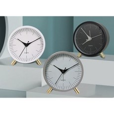 감성디자인 무소음 무드등 원형 탁상시계 알람 자명종 거실 침실 인테리어시계, 그레이