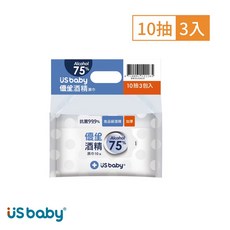 US baby 優生 75%酒精濕巾 食品級酒精 超厚型 10抽3入組, 1個, 75%超厚型10抽3入, 10
