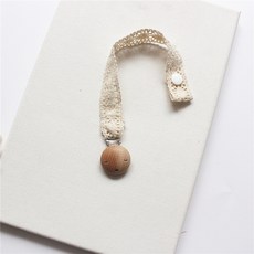 ins寶寶安撫奶嘴夾 牙膠 小雛菊 蕾絲 櫸木 防掉鏈 奶嘴鏈, 3米色蕾絲--櫸木鐵夹, 1個