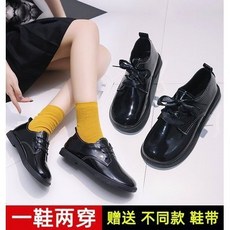 英倫學院風豆豆鞋 兒童 中大童款 黑色小皮鞋 學生娃娃鞋