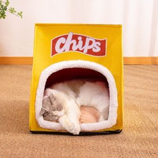 Surkat 귀여운 디자인의 따뜻하고 부드러운 반려동물 숨숨집 하우스 고양이 강아지 숨숨집 쿠션 침대, 1개, 노란색