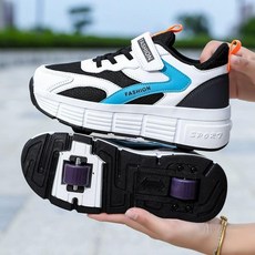 휠리스운동화 바퀴달린신발 충전 롤러스케이트 롤러슈즈, 1개, 006 블랙 통기성 그물망