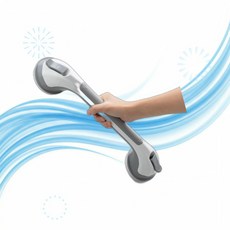 TAILINK 테일링크 아기 샤워 핸들 흡착식 안전 손잡이 17인치 욕조 핸드레일 미끄럼 방지 - 노인 장애인용 탈부착 재사용 가능 방수 회색 M9