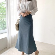 네모엔룩 린넨 머메이드 맥시롱 스커트