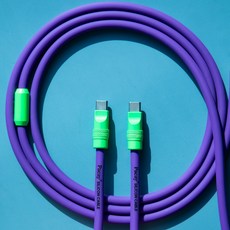 파카이 2미터 240W 충전 실리콘 케이블 C to C, 1개, 퍼플&형광그린, 2m