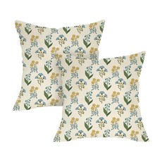 갤럭시 스마트폰 아이폰 플립 악세서리 Fjfz 야생화 장식용 쿠션 커버 45.7 x 45.7cm18 18인치 2개 세트 블루 옐로우 꽃 현관 야외 홈 데코 봄 여름 계절 소, Floral