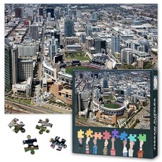 해외 TUMOVO 성인용 1000피스 퍼즐 야구 아트 - 직소 단단하고 어려운 도전적인 클리블랜드 프로그레시브 필드 69.8cm x 50cm27.5인치 19.75인치 가족 게임, 퍼즐-10.