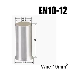 EN 구리 전선 비절연 베어 슬리브 관형 크림프 커넥터 튜브 코드 페룰 케이블 러그 압착 단자, 16 100Pieces EN10-12, 01 Copper, 1개