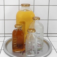 레트로 델몬트 물병 유리병 추억의 훼미리 쥬스병 보리차 용기 레몬에이드, 245ml